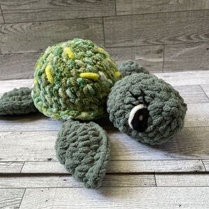 Plush Green Turtle Toy Handmade Crochet
